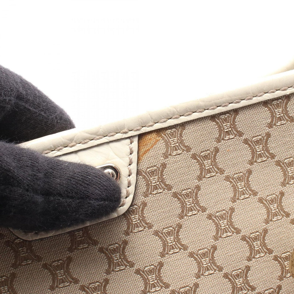 Celine Tote Macadam Beige Ivory Canvas Leather — view 7