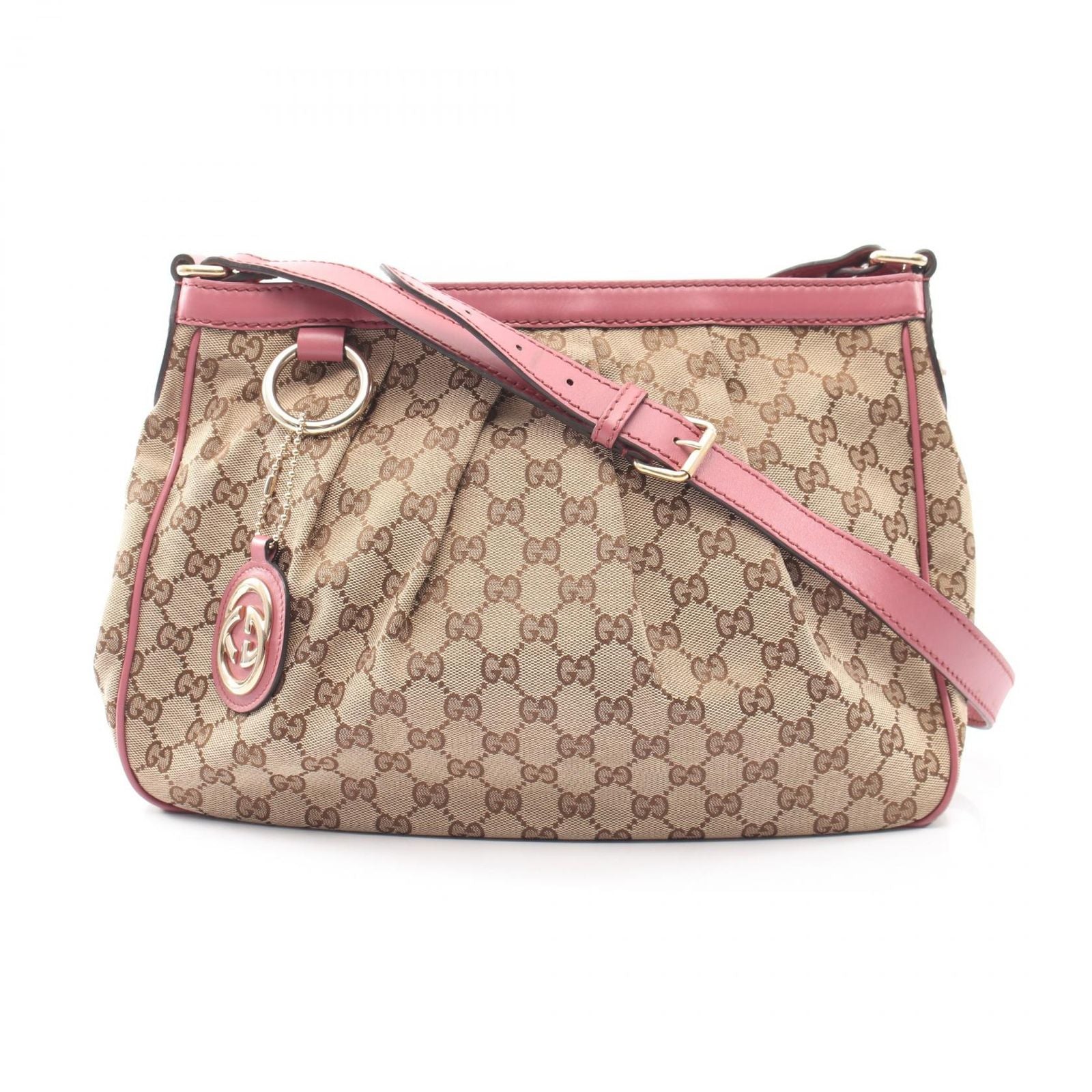 Gucci Shoulder Bag GG Canvas Beige Pink Suki