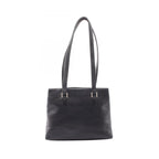 Chanel Shoulder Bag Embossed Logo Black Lambskin