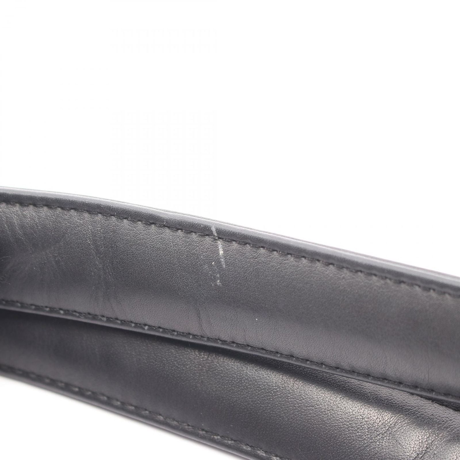 Chanel Shoulder Bag Embossed Logo Black Lambskin — view 7