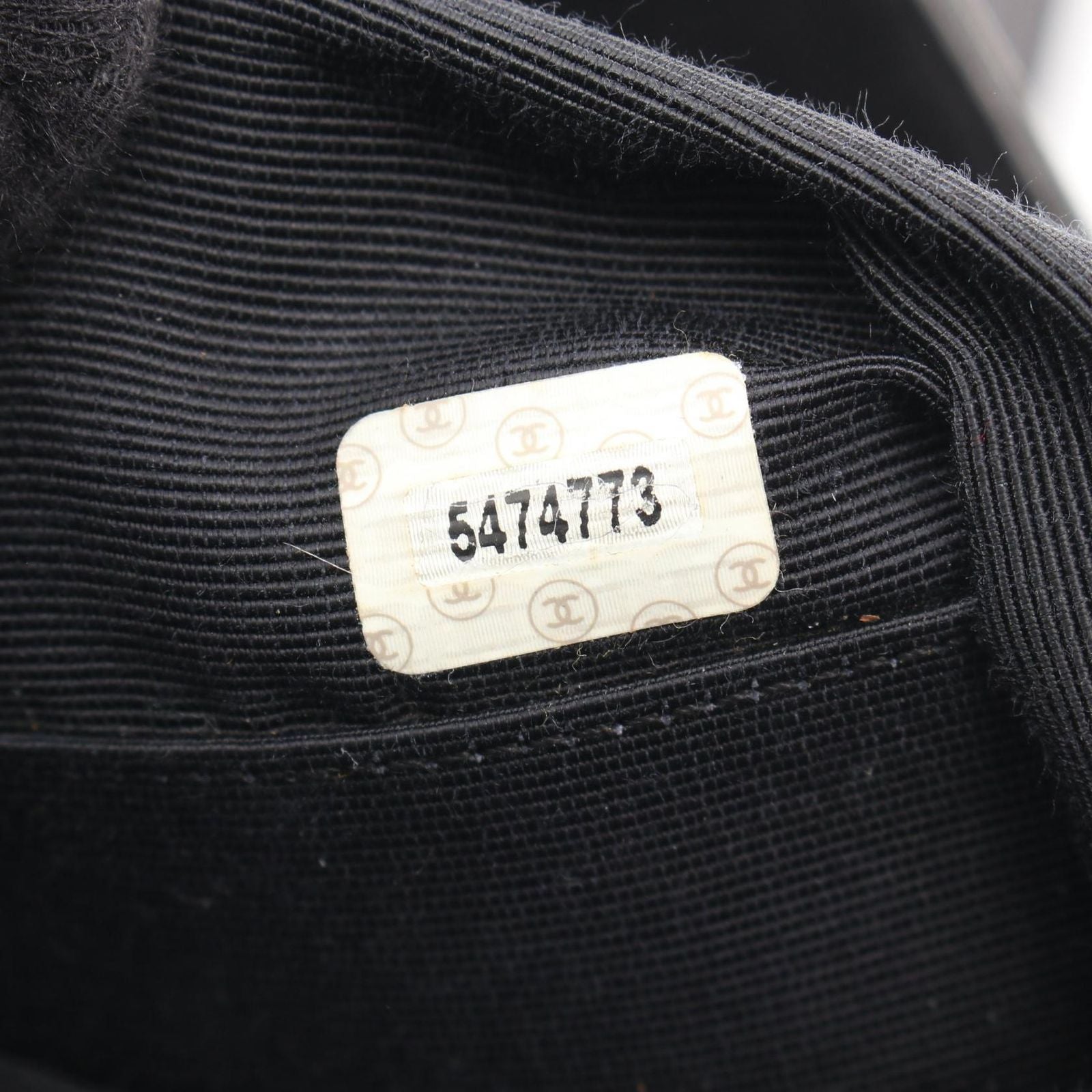 Chanel Shoulder Bag Embossed Logo Black Lambskin — view 5