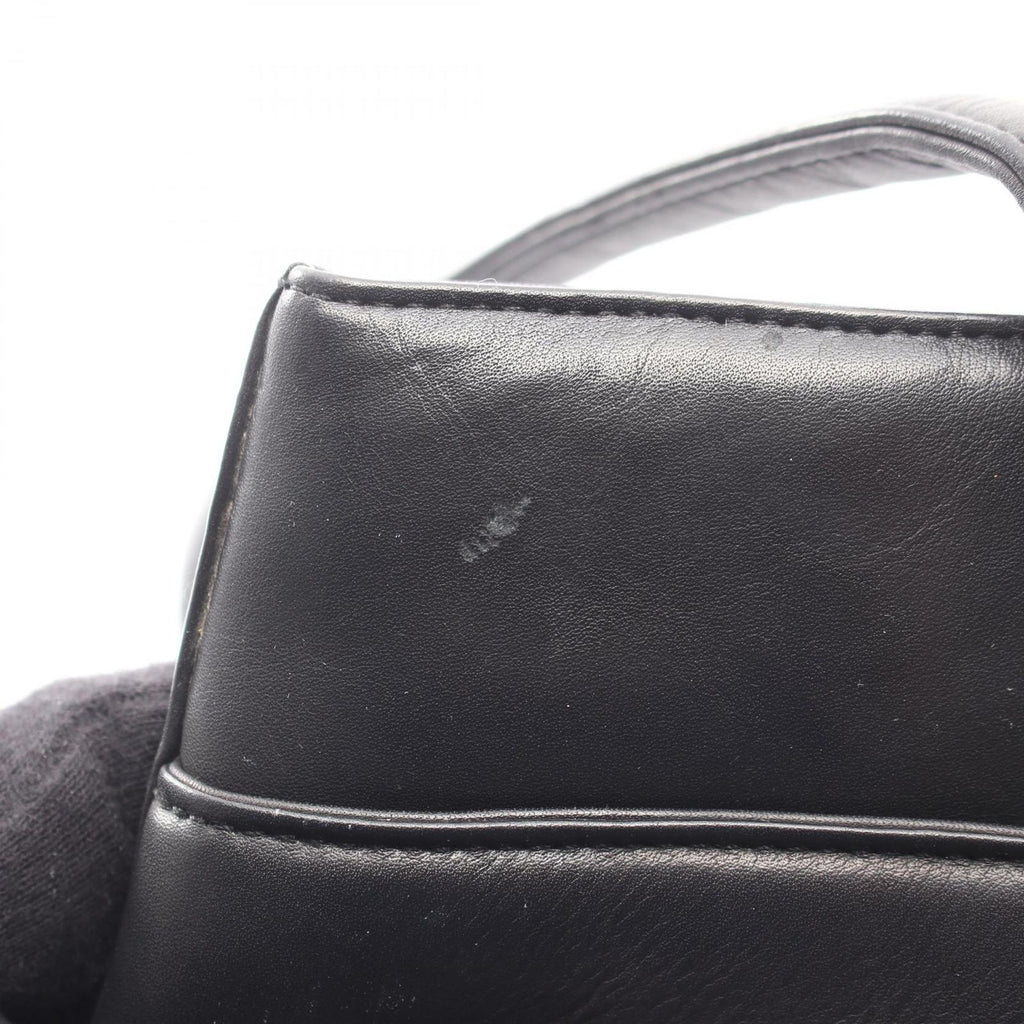 Chanel Shoulder Bag Embossed Logo Black Lambskin — view 8