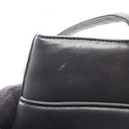 Chanel Shoulder Bag Embossed Logo Black Lambskin — view 8