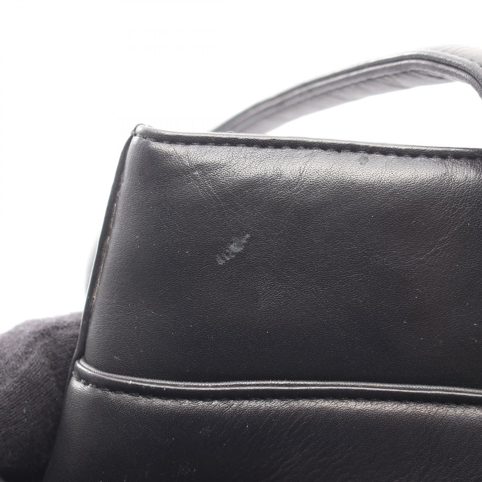 Chanel Shoulder Bag Embossed Logo Black Lambskin — view 8