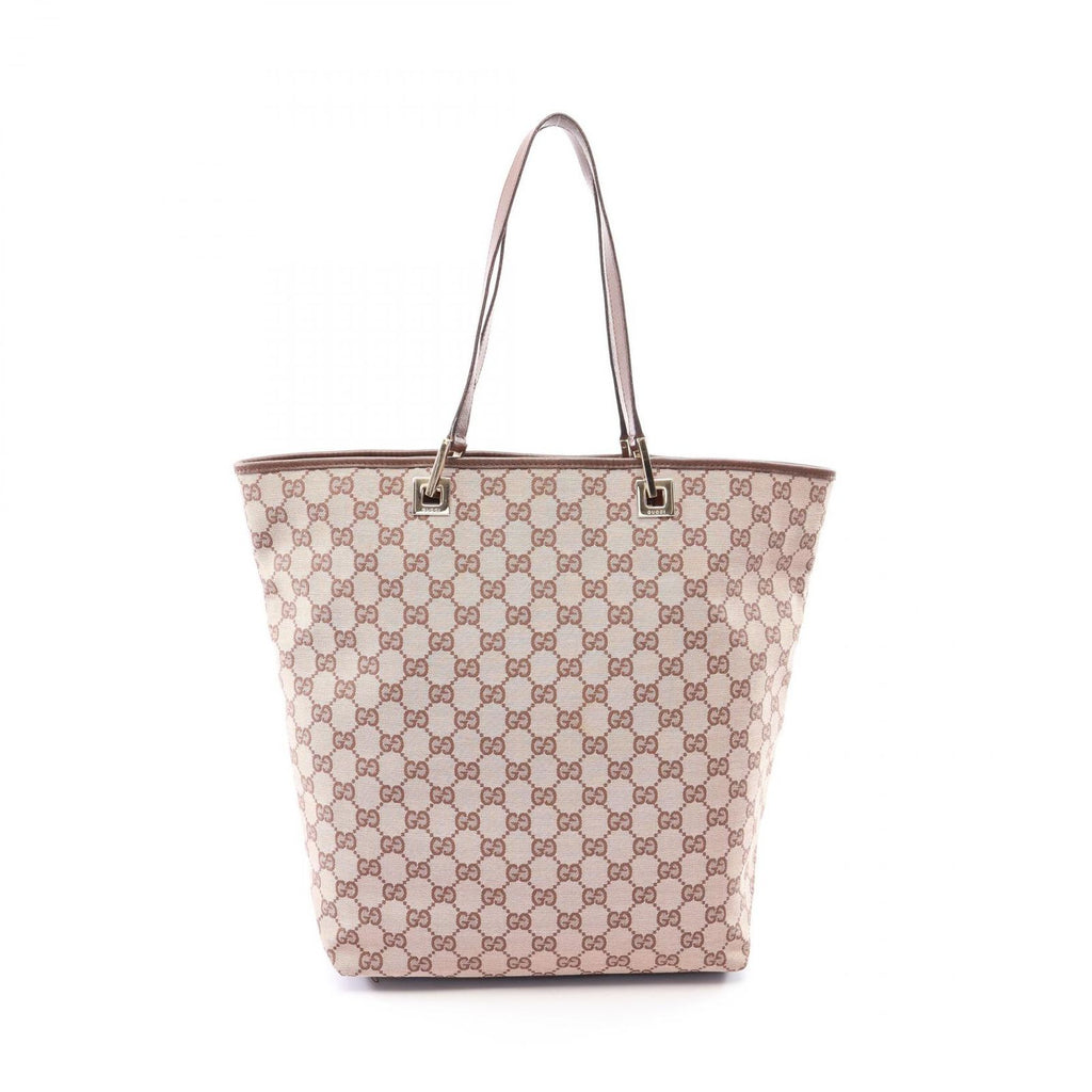 Gucci Tote GG Canvas 002 Pink Beige Dark Brown