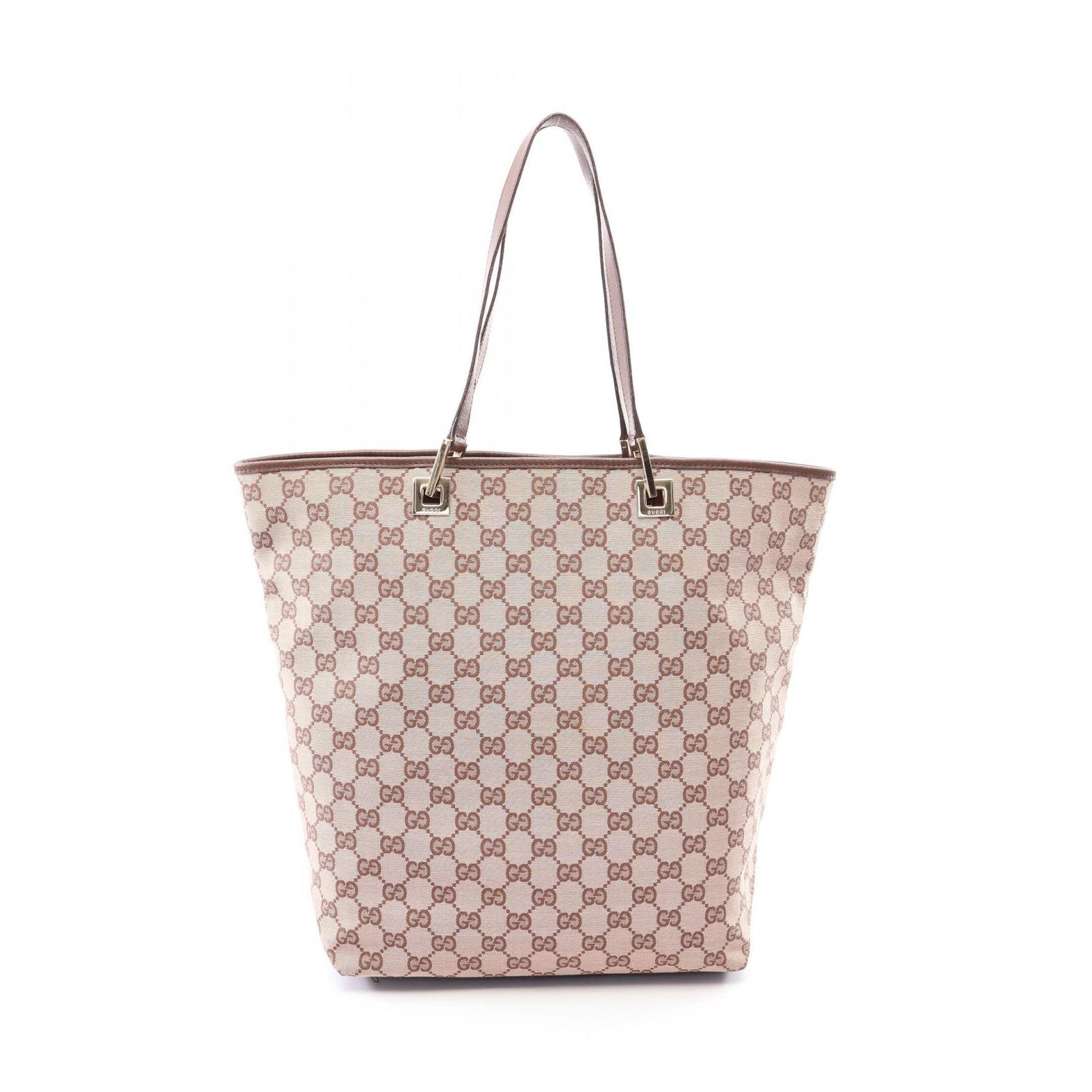 Gucci Tote GG Canvas 002 Pink Beige Dark Brown
