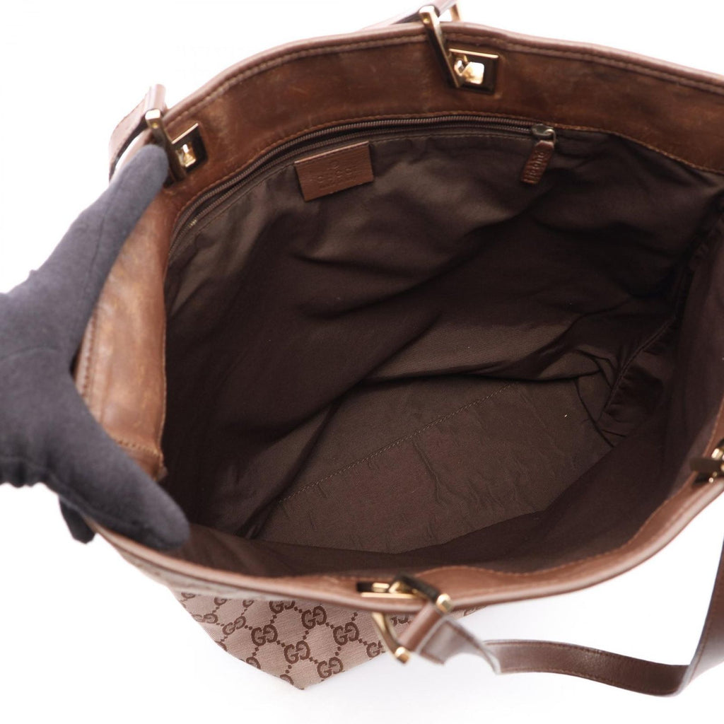 Gucci Tote GG Canvas 002 Pink Beige Dark Brown — view 3