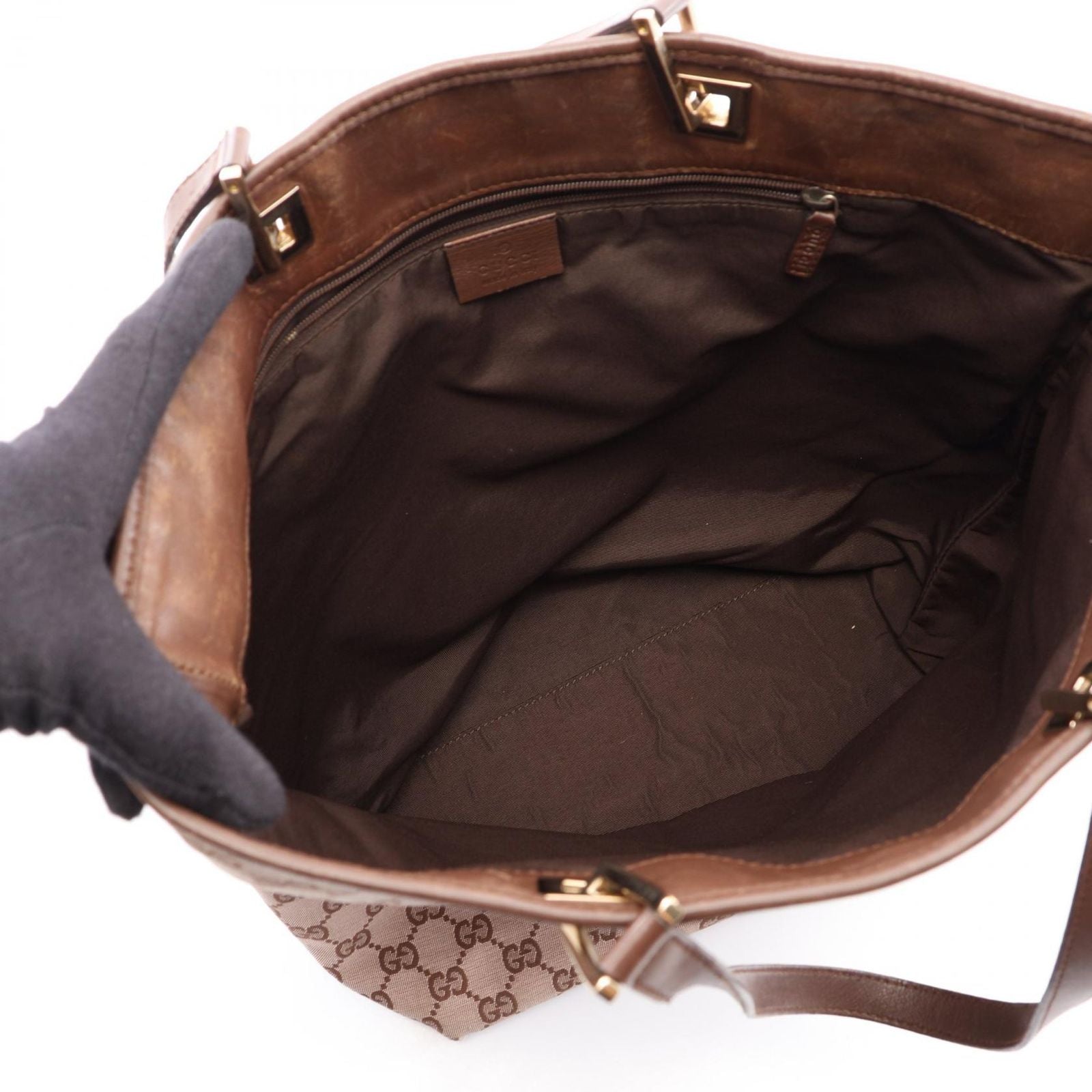 Gucci Tote GG Canvas 002 Pink Beige Dark Brown — view 3