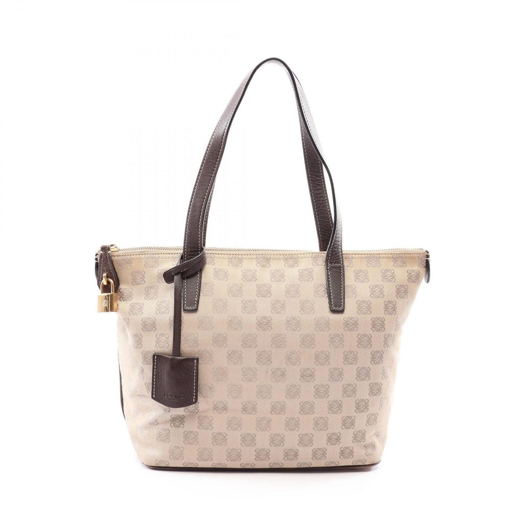 Loewe Tote Anagram Brown Dark Canvas Leather