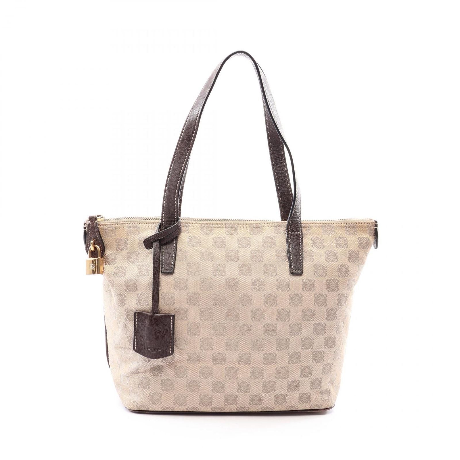 Loewe Tote Anagram Brown Dark Canvas Leather
