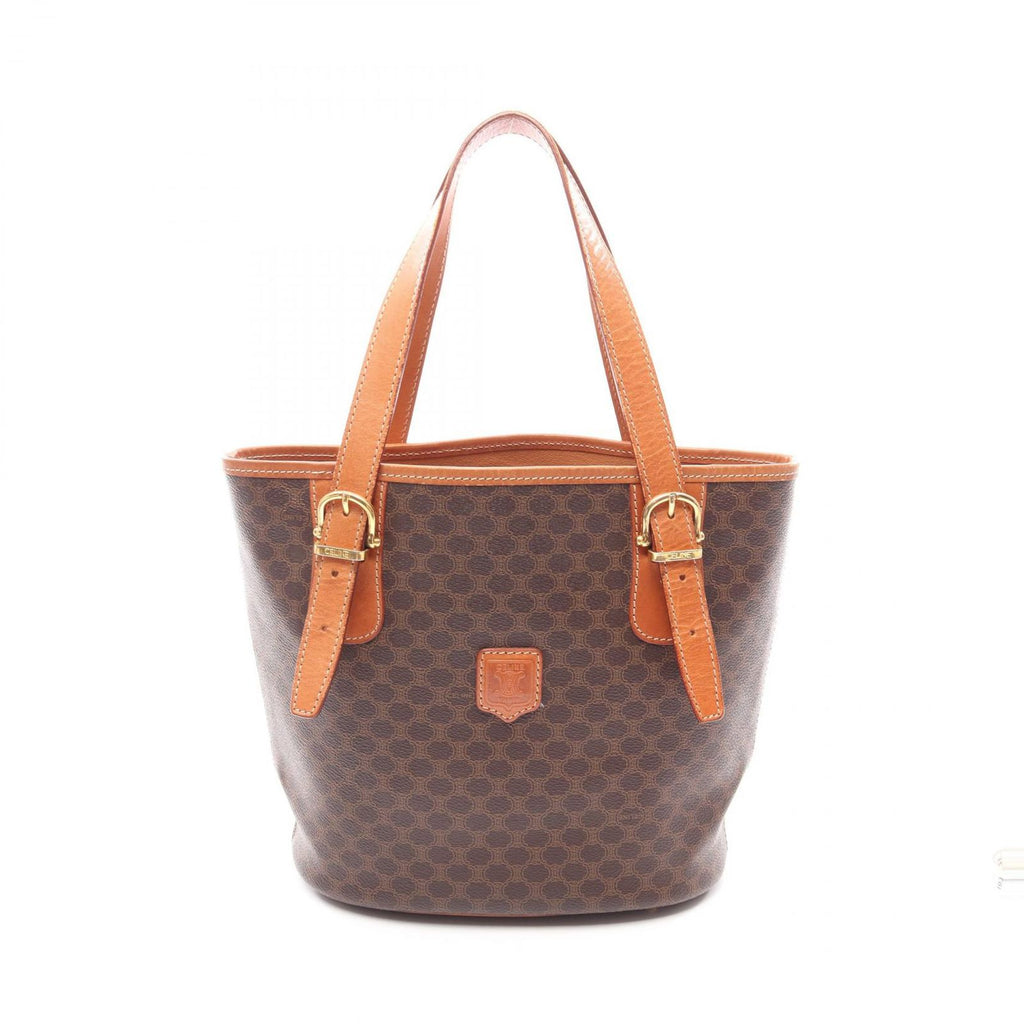 Celine Tote Macadam Dark Brown Canvas Leather