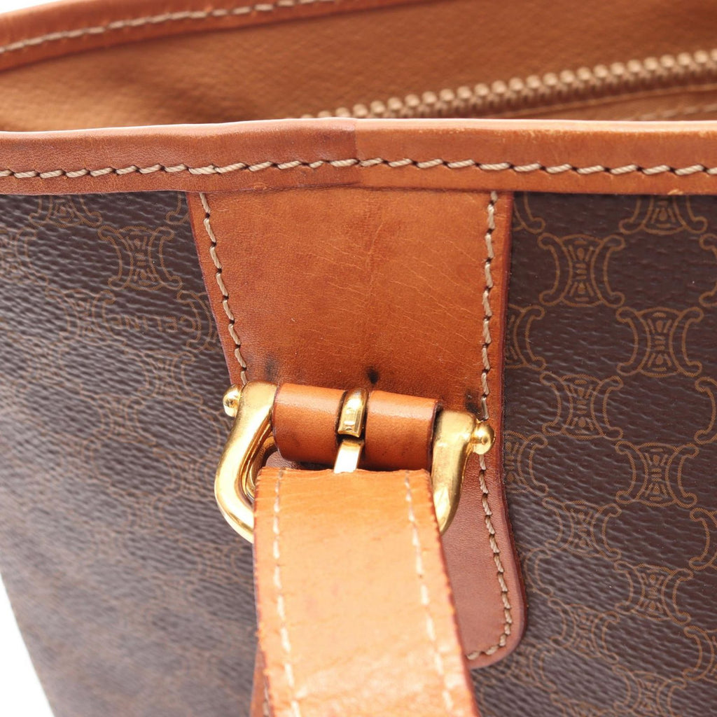 Celine Tote Macadam Dark Brown Canvas Leather — view 7