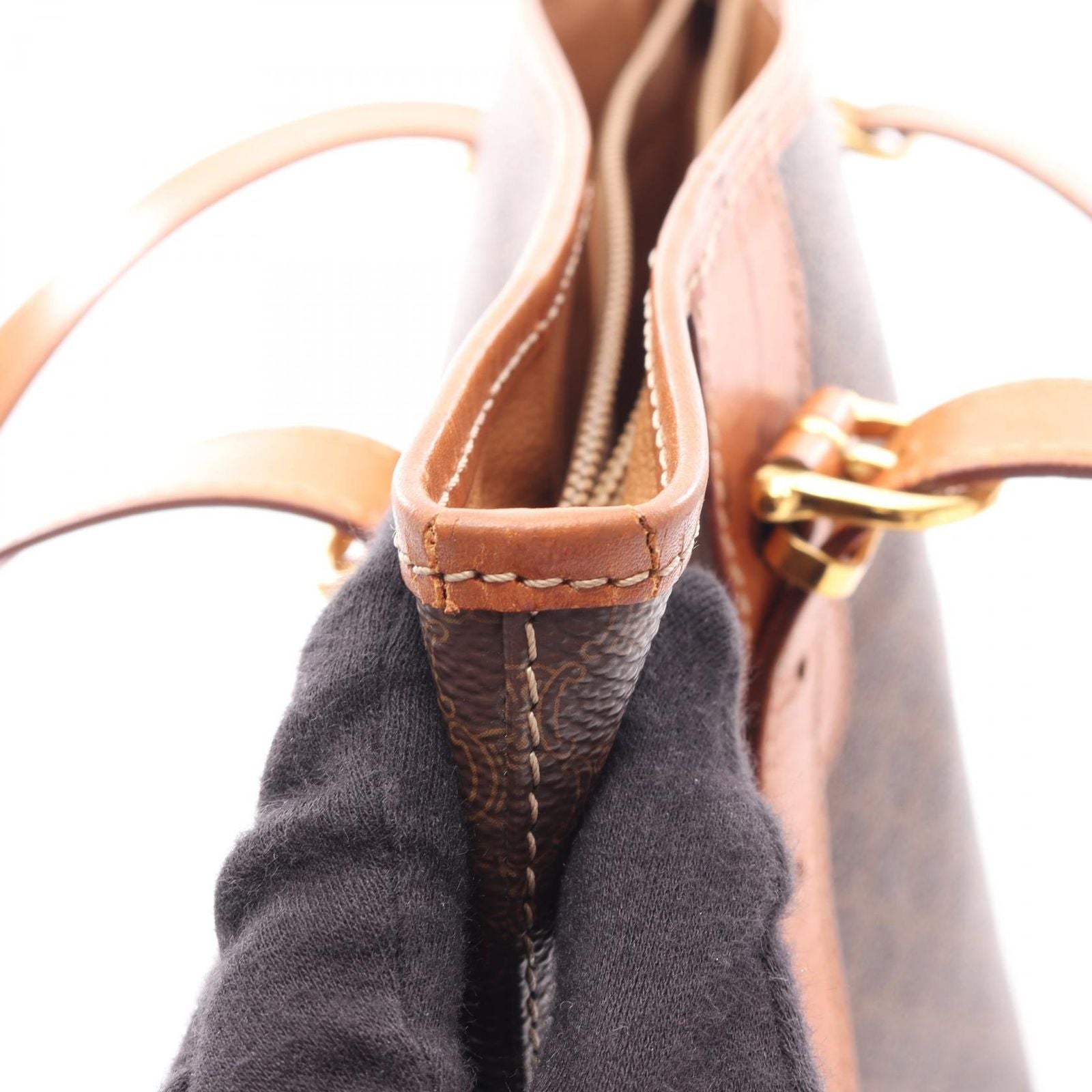 Celine Tote Macadam Dark Brown Canvas Leather — view 9
