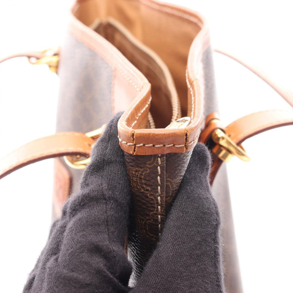Celine Tote Macadam Dark Brown Canvas Leather — view 8