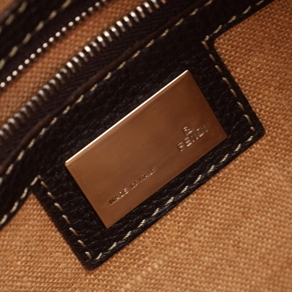 Fendi Shoulder Bag Selleria Zucca Brown Dark Canvas Leather — view 4