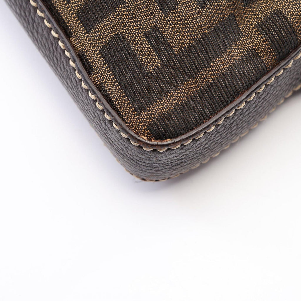 Fendi Shoulder Bag Selleria Zucca Brown Dark Canvas Leather — view 6