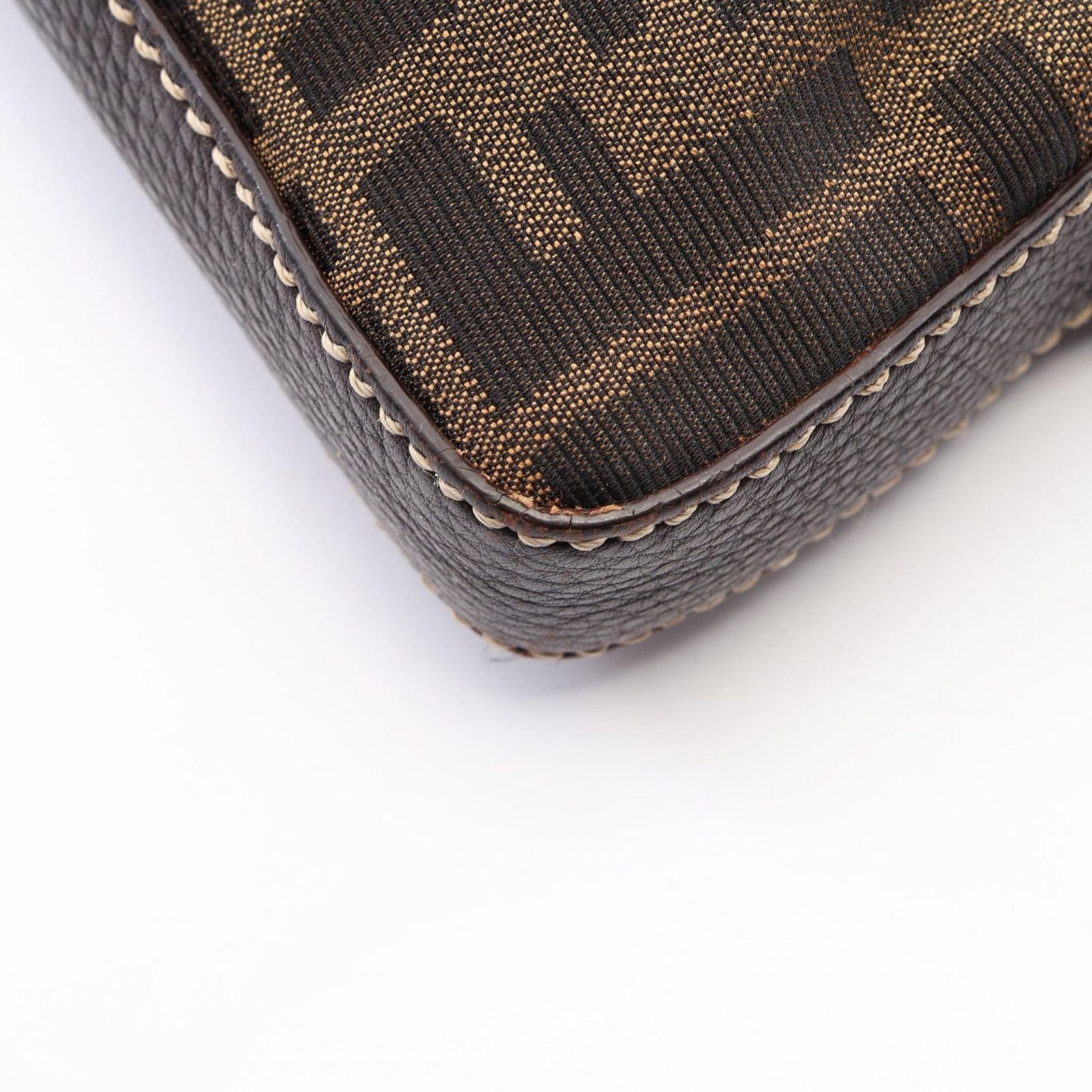 Fendi Shoulder Bag Selleria Zucca Brown Dark Canvas Leather — view 6
