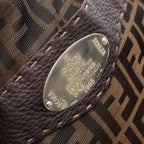 Fendi Shoulder Bag Selleria Zucca Brown Dark Canvas Leather — view 8