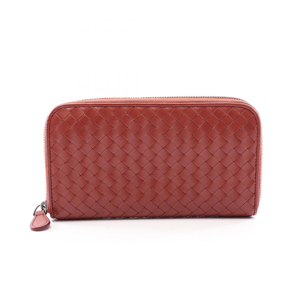 Bottega Veneta Round Wallet Intrecciato Brown Leather