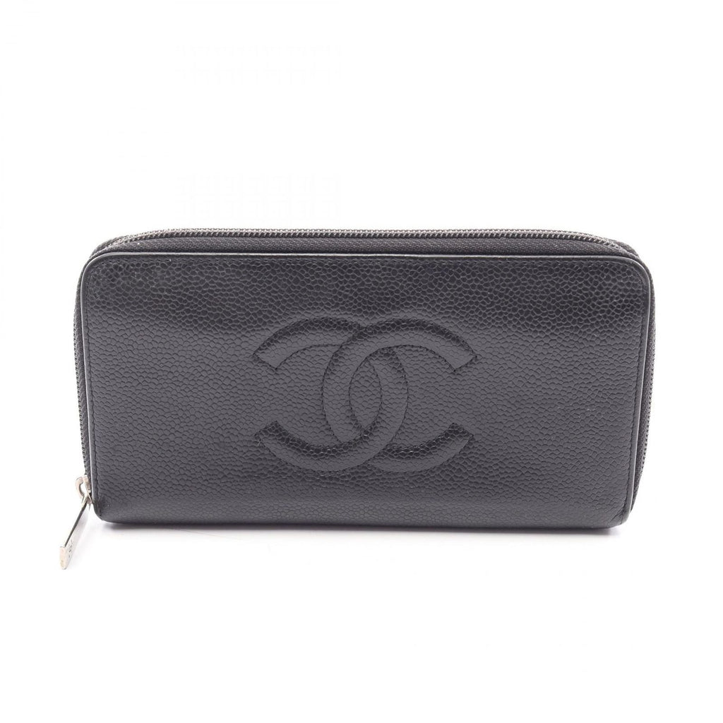 Chanel Round Wallet CC Logo Black Calf CC