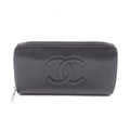 Chanel Round Wallet CC Logo Black Calf CC