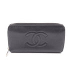 Chanel Round Wallet CC Logo Black Calf CC