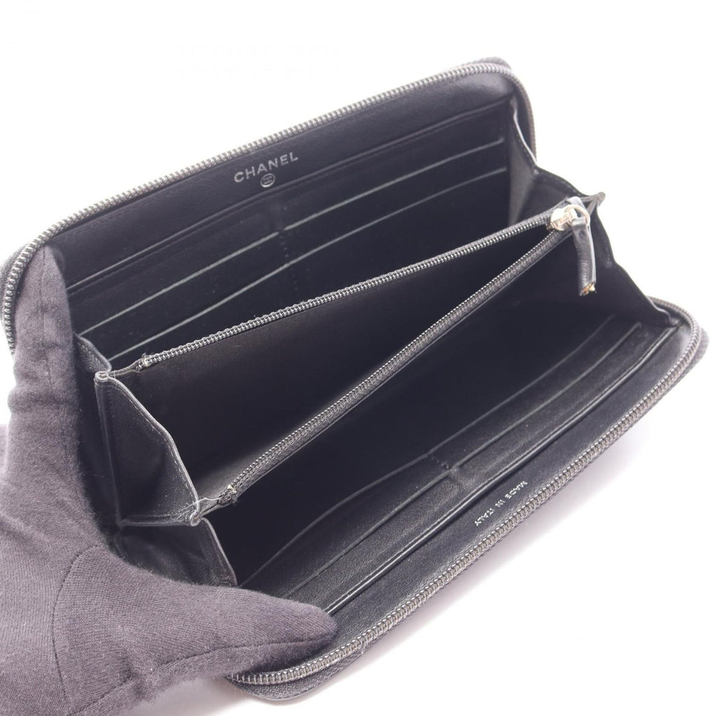 Chanel Round Wallet CC Logo Black Calf CC — view 3