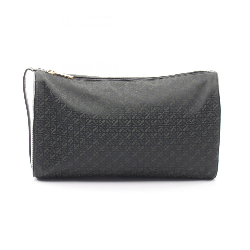 Loewe Clutch Anagram Black Green Canvas Leather