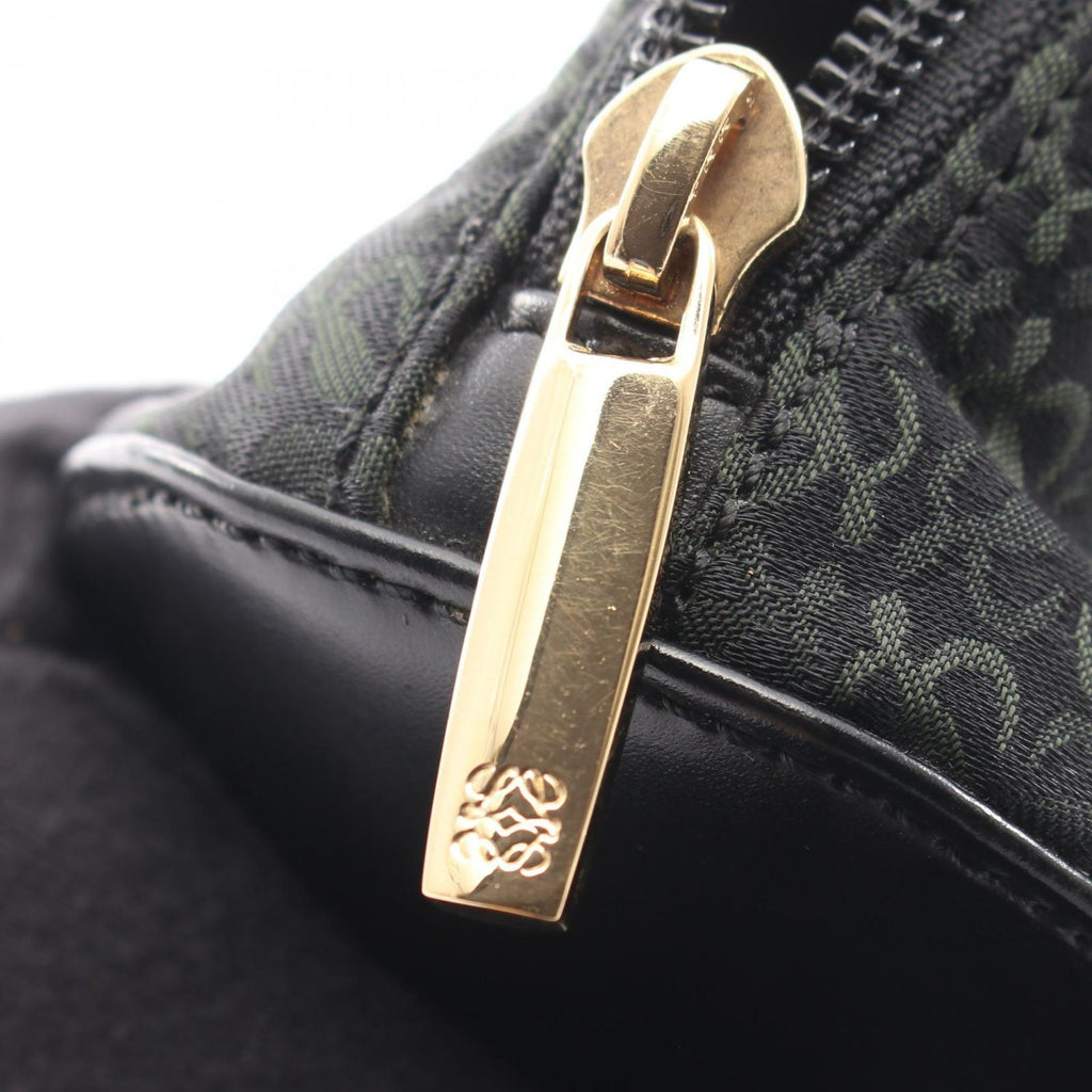 Loewe Clutch Anagram Black Green Canvas Leather — view 7