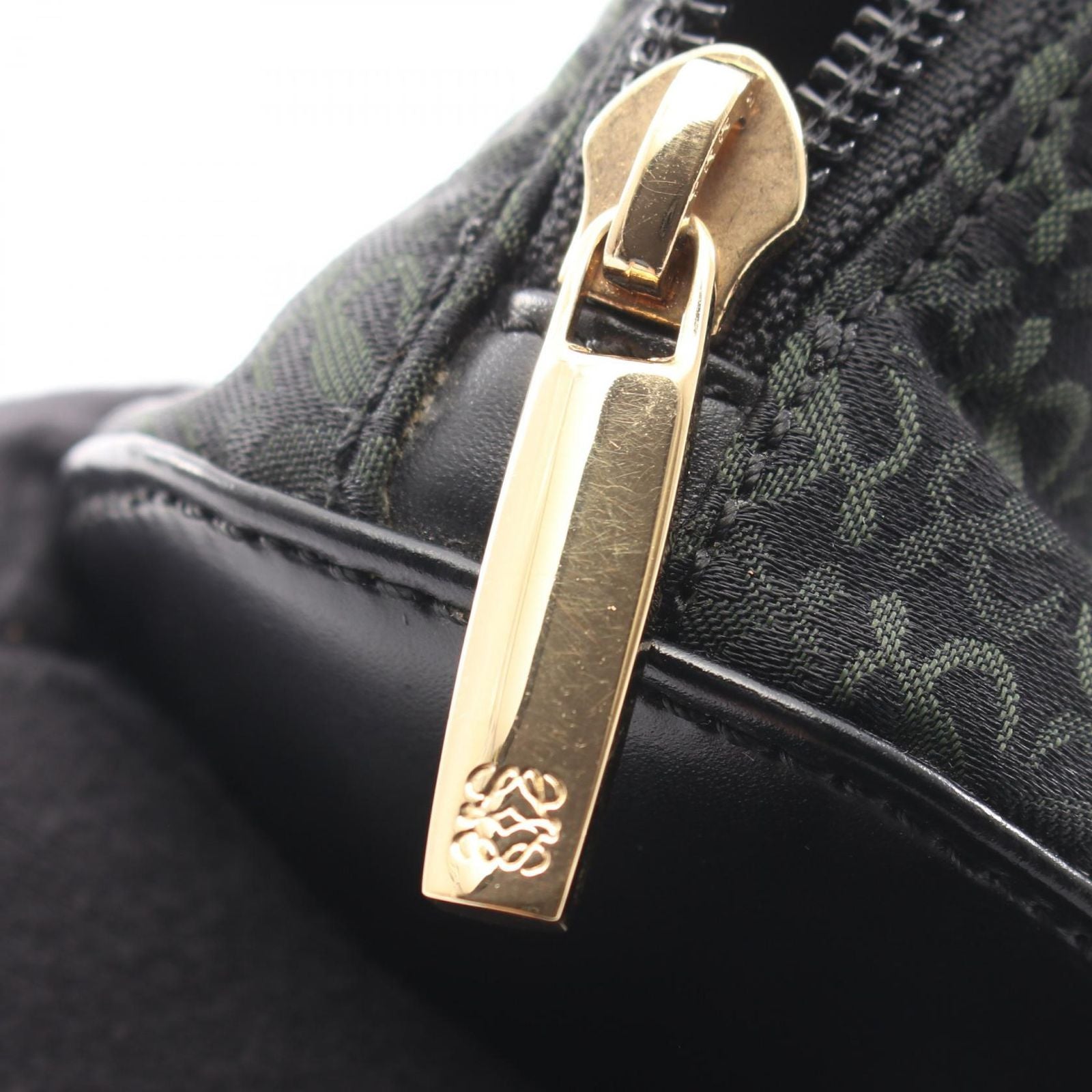 Loewe Clutch Anagram Black Green Canvas Leather — view 7