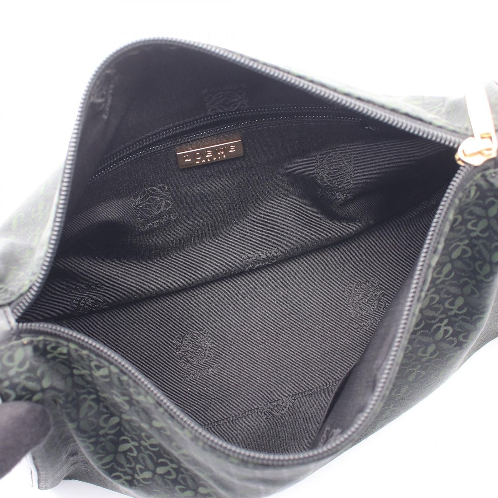 Loewe Clutch Anagram Black Green Canvas Leather — view 3