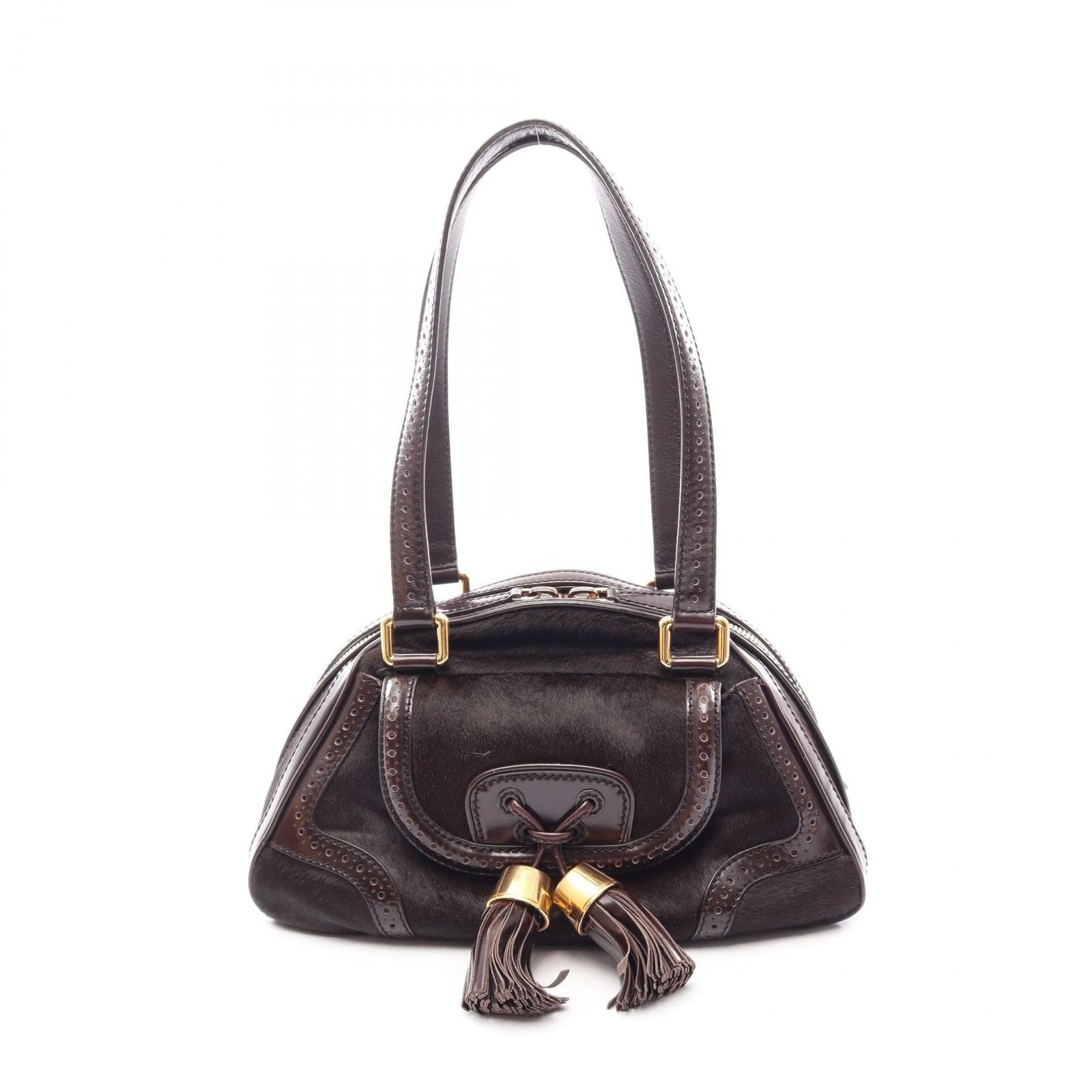 Celine Shoulder Bag Dark Brown Leather