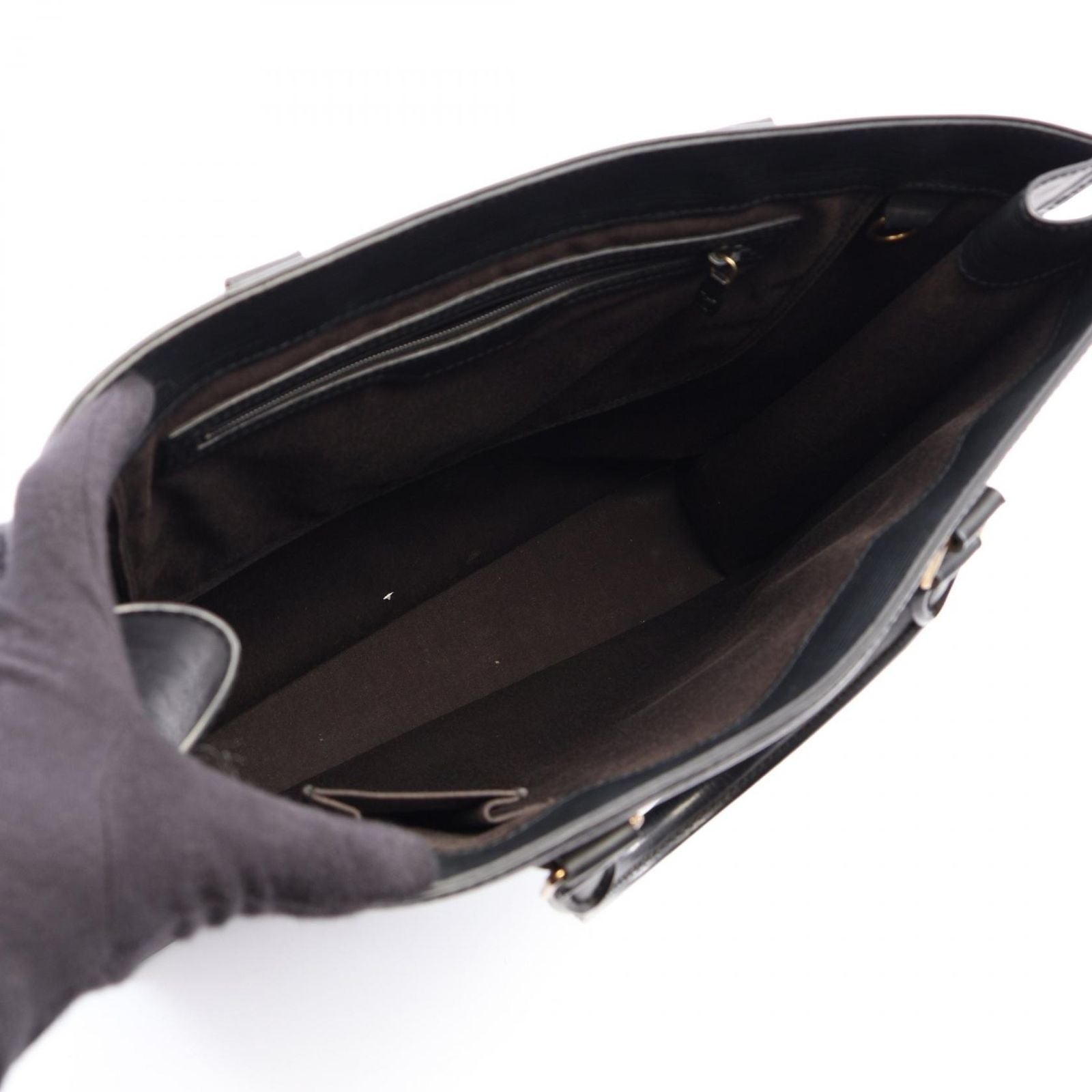 Louis Vuitton Tote Sac Plat Noir Leather Sac — view 3