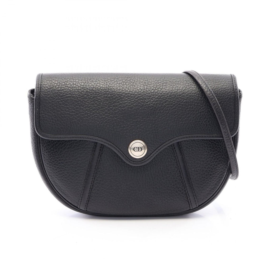 Dior Shoulder Bag CD Logo Black Leather