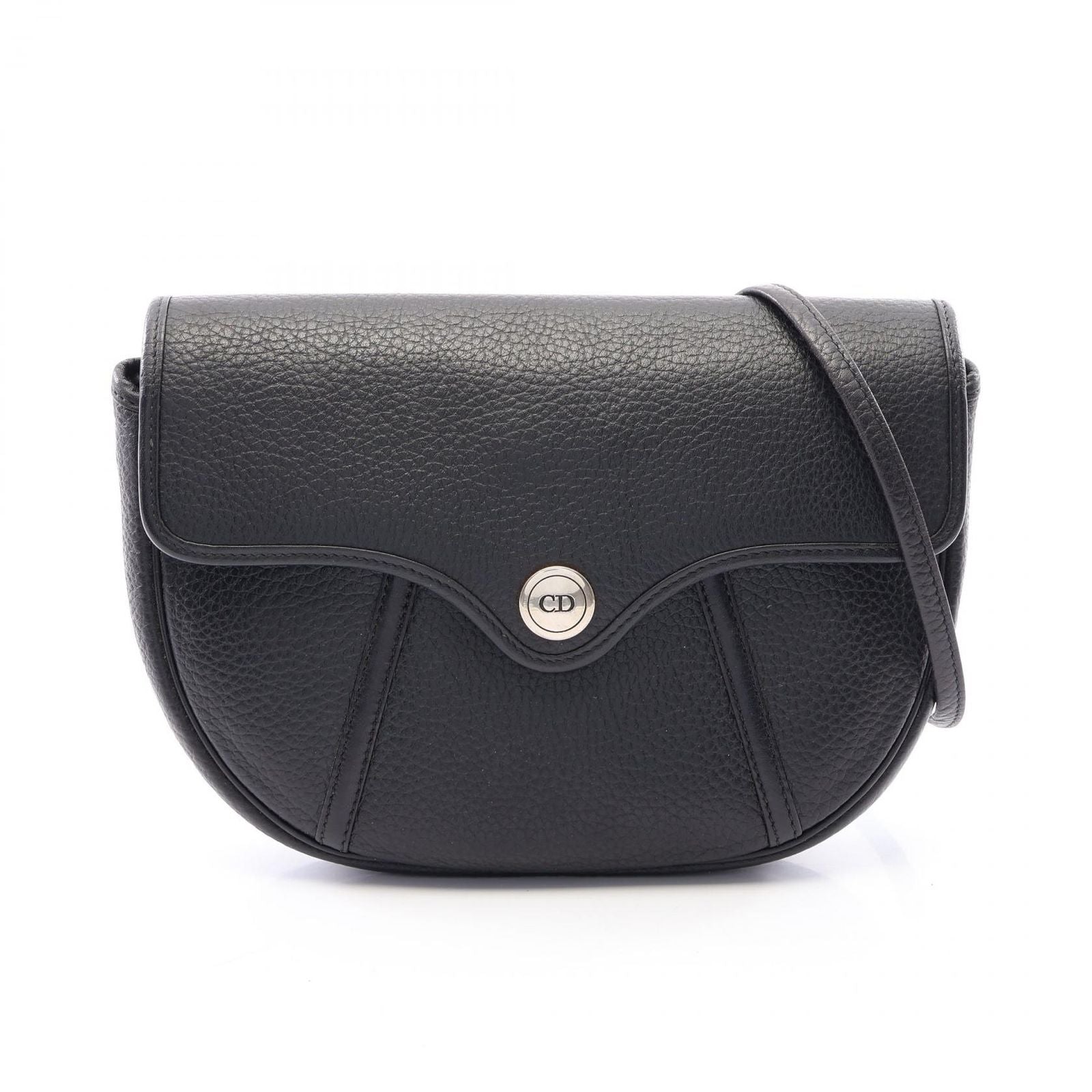 Dior Shoulder Bag CD Logo Black Leather
