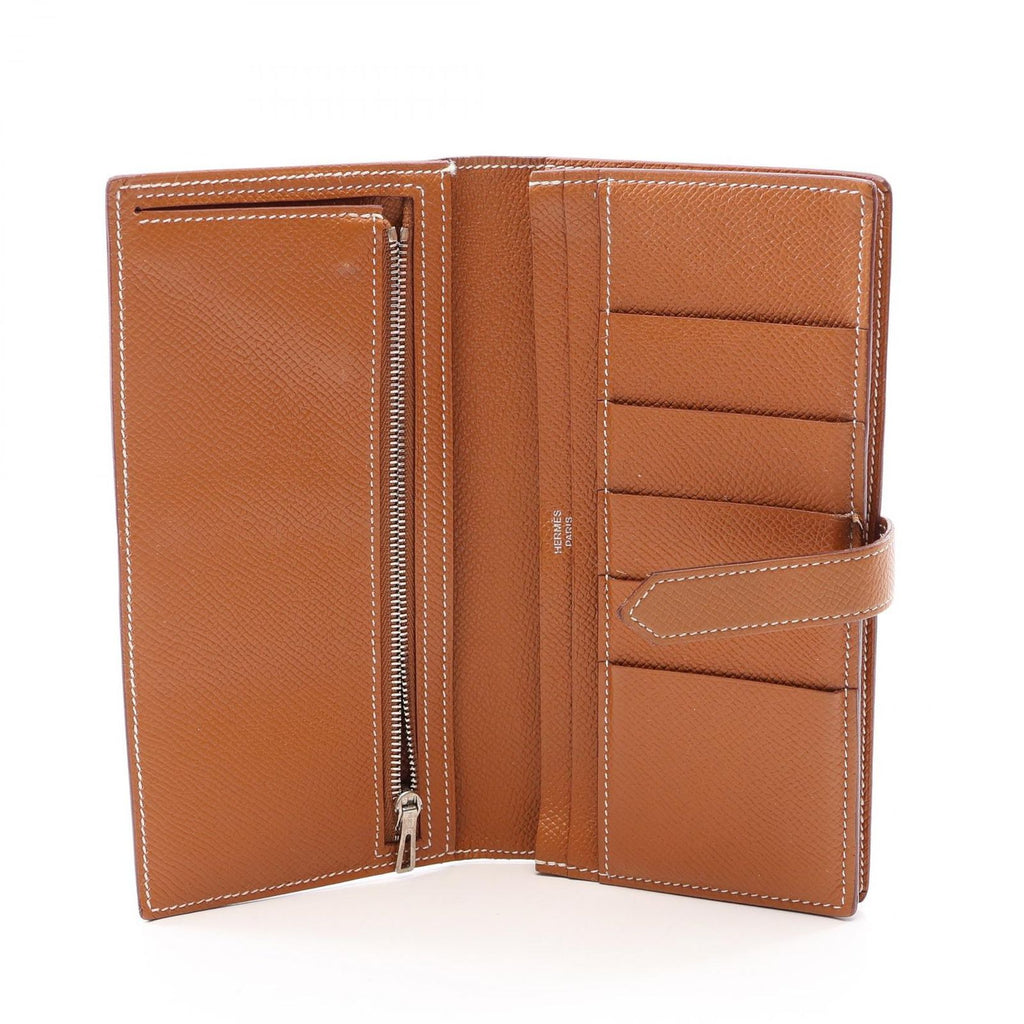Hermes Bifold Wallet Bearn Souffle Gold Leather Calf — view 3