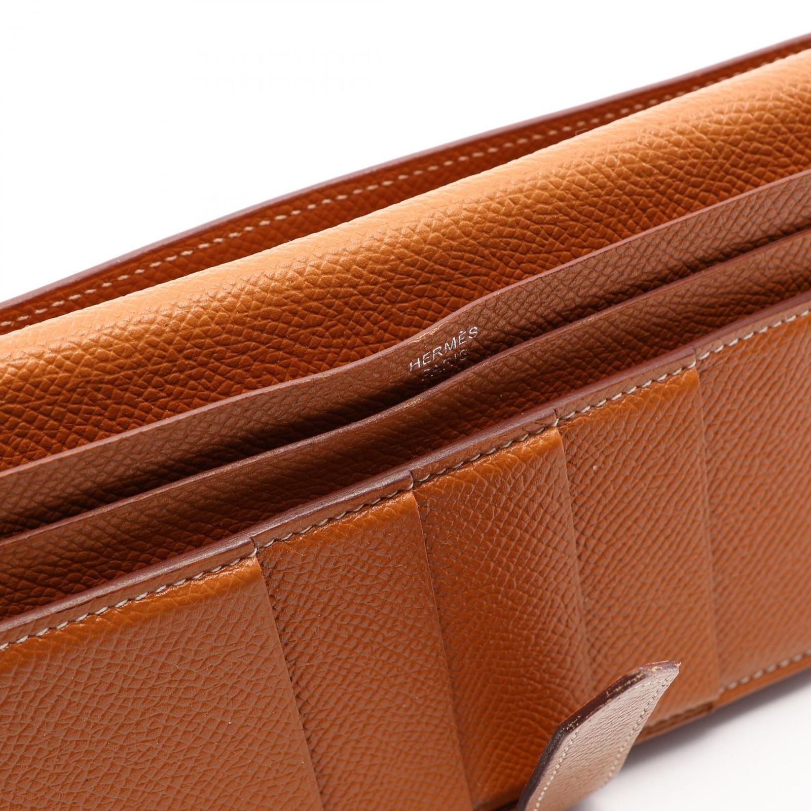 Hermes Bifold Wallet Bearn Souffle Gold Leather Calf — view 7