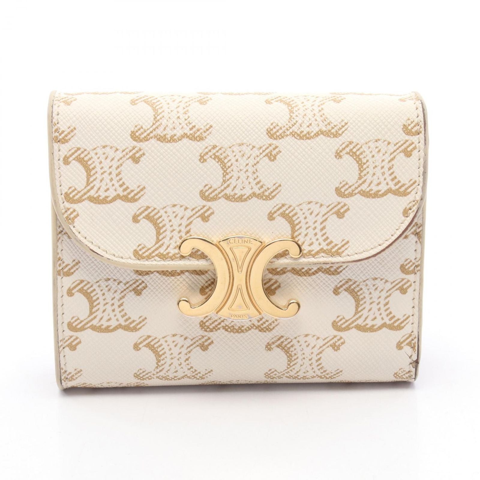 Celine Trifold Wallet Triomphe Small Flap White