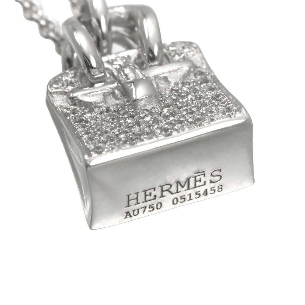 Hermes Amulet Birkin Diamond Necklace 40 cm 18k WG — view 4