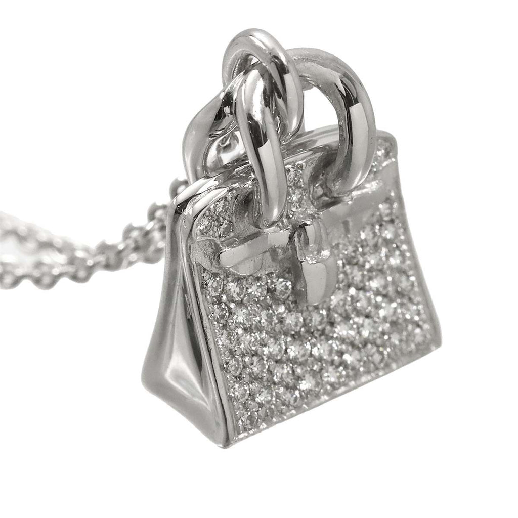Hermes Amulet Birkin Diamond Necklace 40 cm 18k WG — view 5