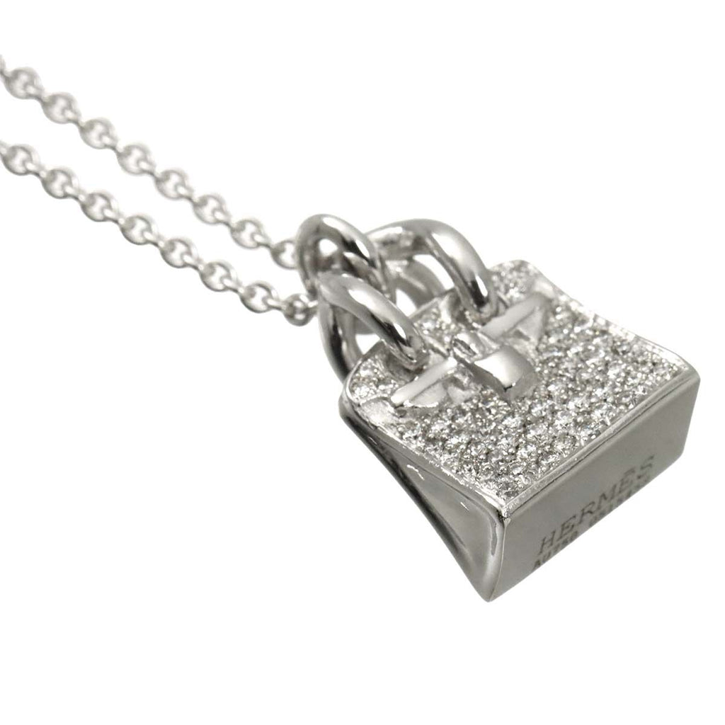 Hermes Amulet Birkin Diamond Necklace 40 cm 18k WG — view 3