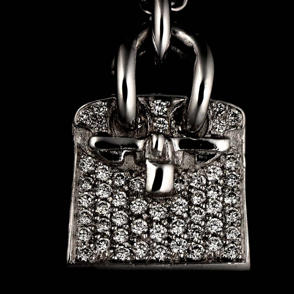 Hermes Amulet Birkin Diamond Necklace 40 cm 18k WG — view 6