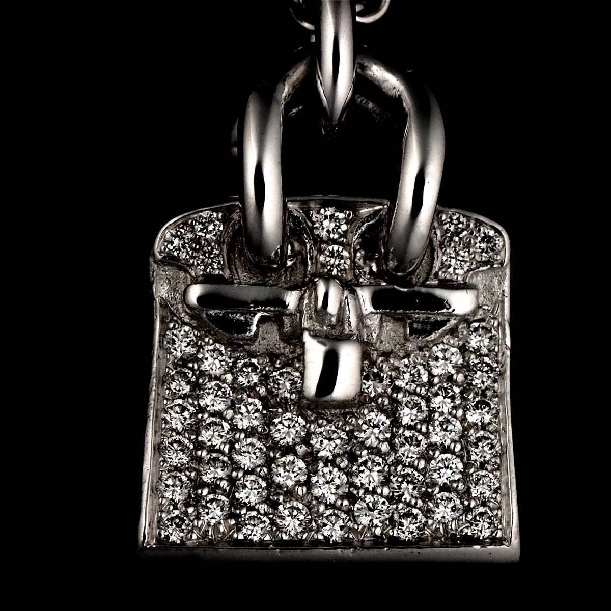 Hermes Amulet Birkin Diamond Necklace 40 cm 18k WG — view 6
