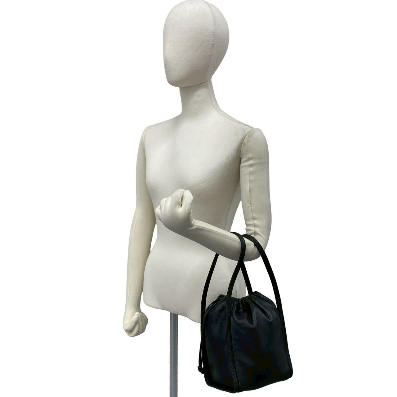 Loewe Vintage Anagram Logo Nappa Leather Drawstring Handbag Mini Tote Black — view 2