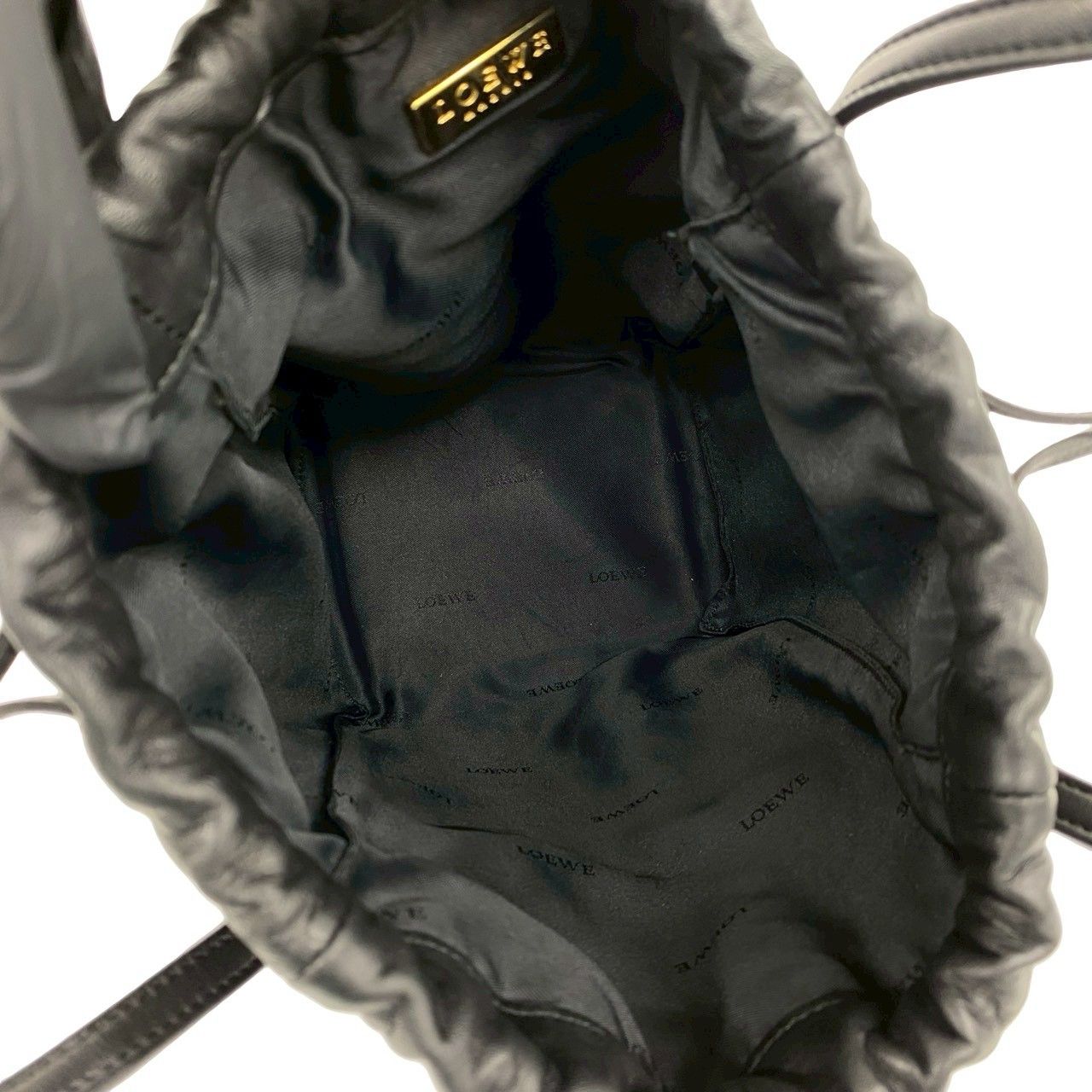 Loewe Vintage Anagram Logo Nappa Leather Drawstring Handbag Mini Tote Black — view 9