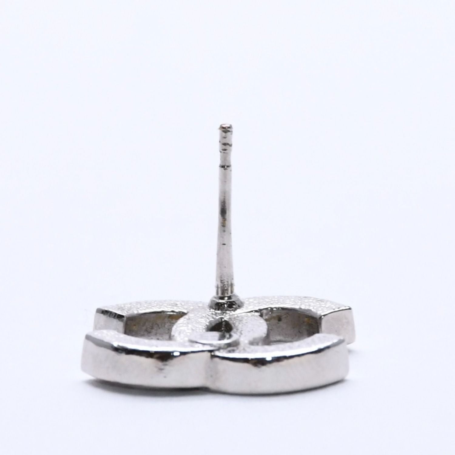 Chanel CC Logo Single Earrings 24 Rhinestone Silver Black Clear — view 7