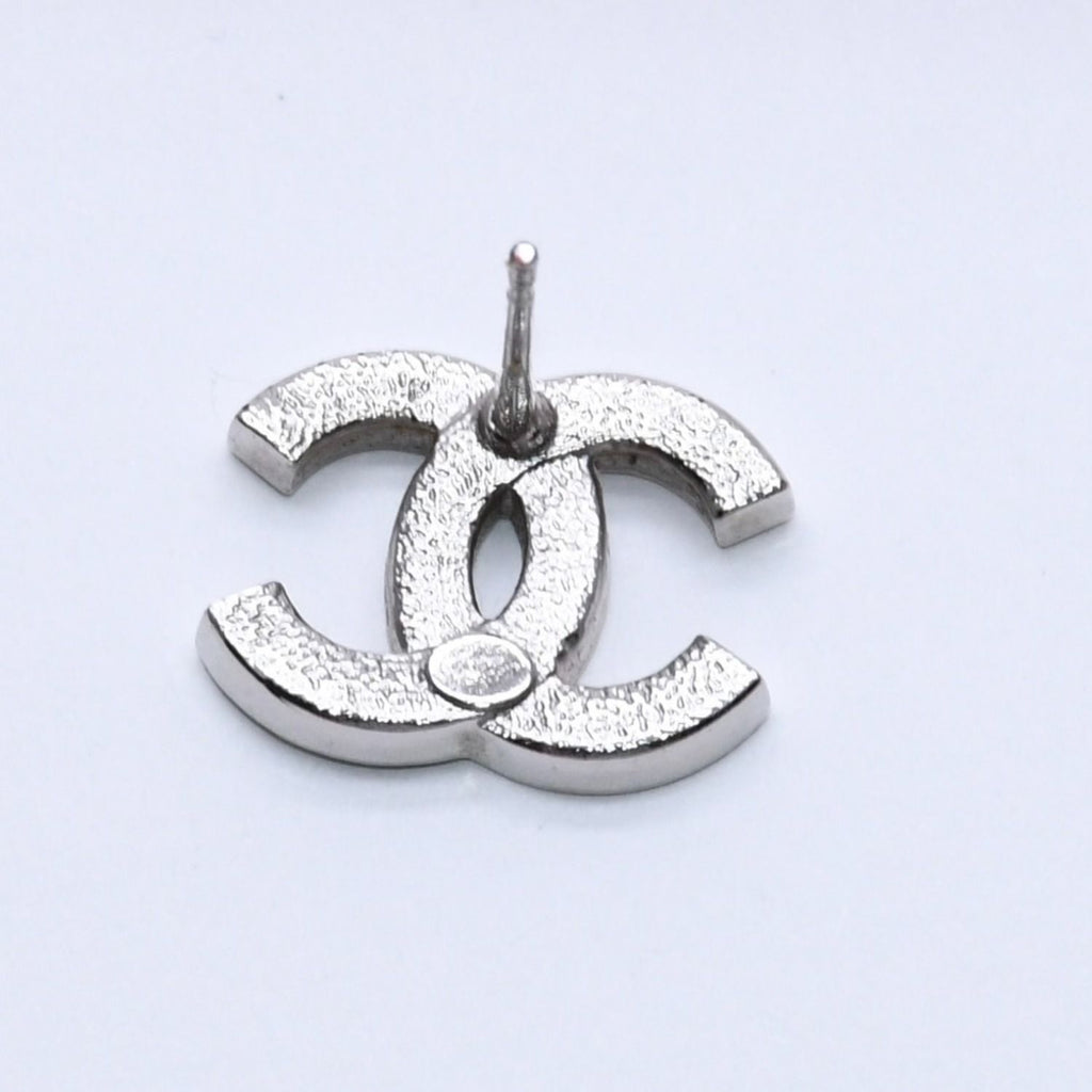 Chanel CC Logo Single Earrings 24 Rhinestone Silver Black Clear — view 6