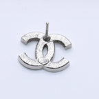 Chanel CC Logo Single Earrings 24 Rhinestone Silver Black Clear — view 6
