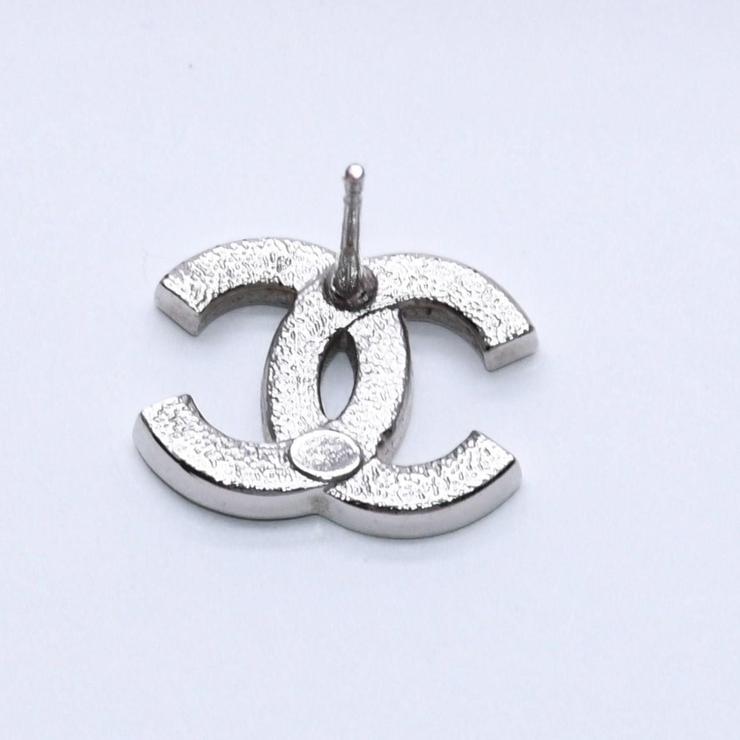 Chanel CC Logo Single Earrings 24 Rhinestone Silver Black Clear — view 6