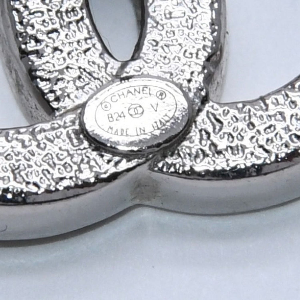 Chanel CC Logo Single Earrings 24 Rhinestone Silver Black Clear — view 8